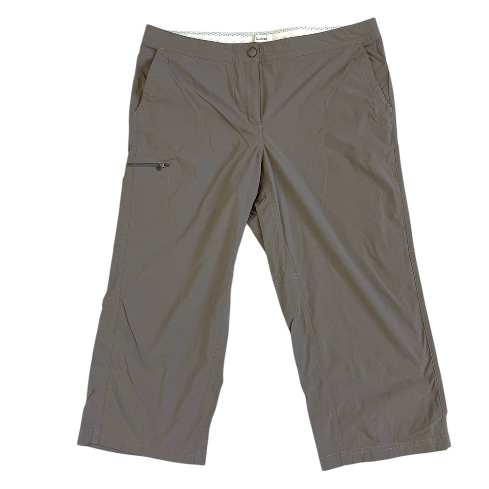 L.L.Bean Women's Plus Size 14 Nylon Capri Pants Straight Brown Zip